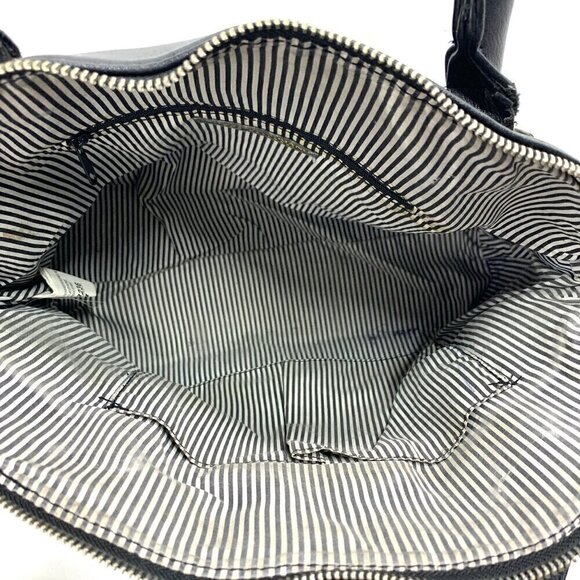 Christian Siriano Vegan Leather Satchel Black/White/Tan Stripe 16"W x 11” - Picture 7 of 11